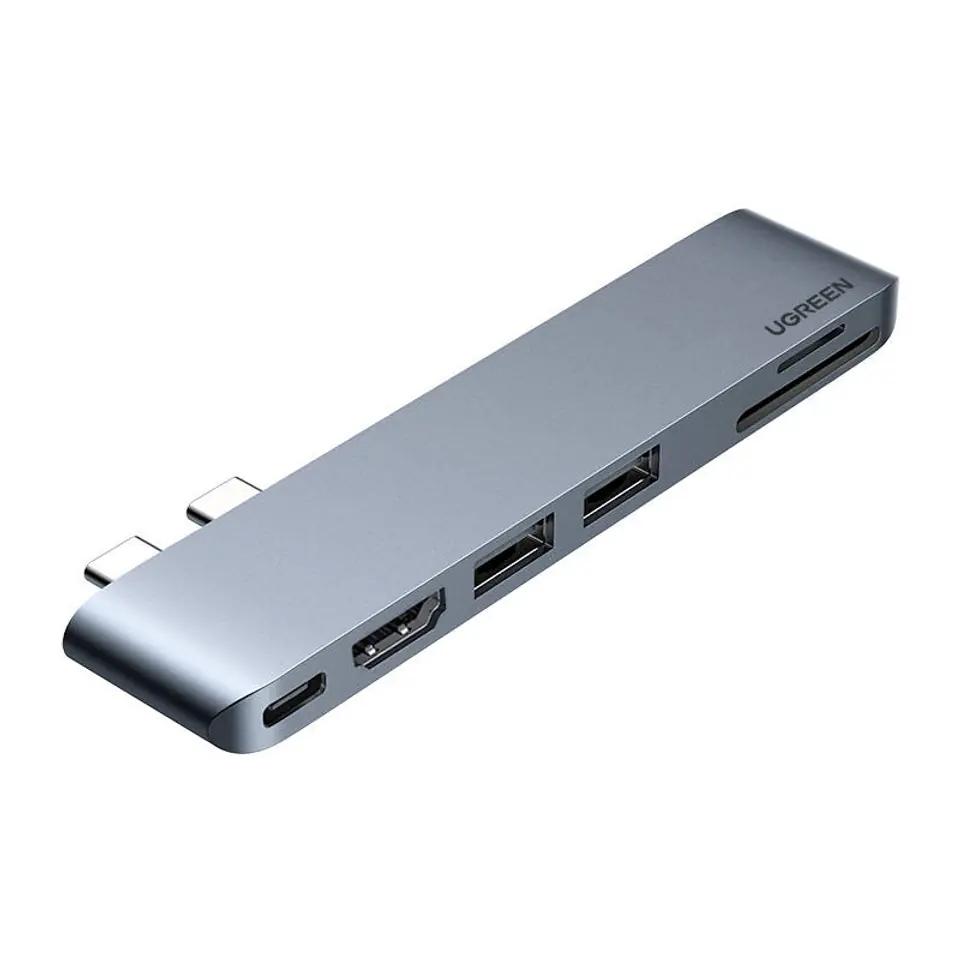 UGREEN CM380 6-in-2 Dual USB-C MacBook Dock with HDMI, USB, SD and TF image 3