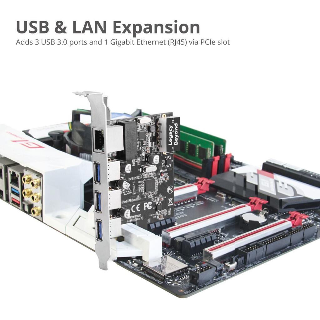 UGREEN US230 PCI-E to 4 Ports USB 3.0 & Gigabit Ethernet Port