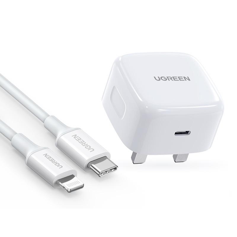 UGREEN CD137 20W Fast Charger UK + USB-C to Lightning Cable 1m Suit image 2
