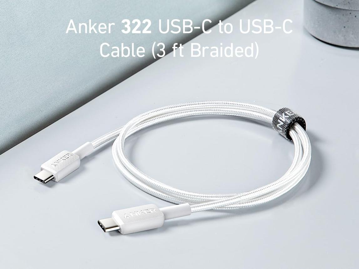 ANKER 322 USB-C TO USB-C CABLE (3FT, 60W, BRAIDED) WHITE