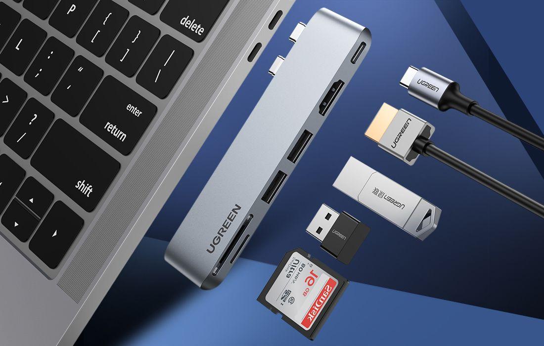 UGREEN CM380 6-in-2 Dual USB-C MacBook Dock with HDMI, USB, SD and TF