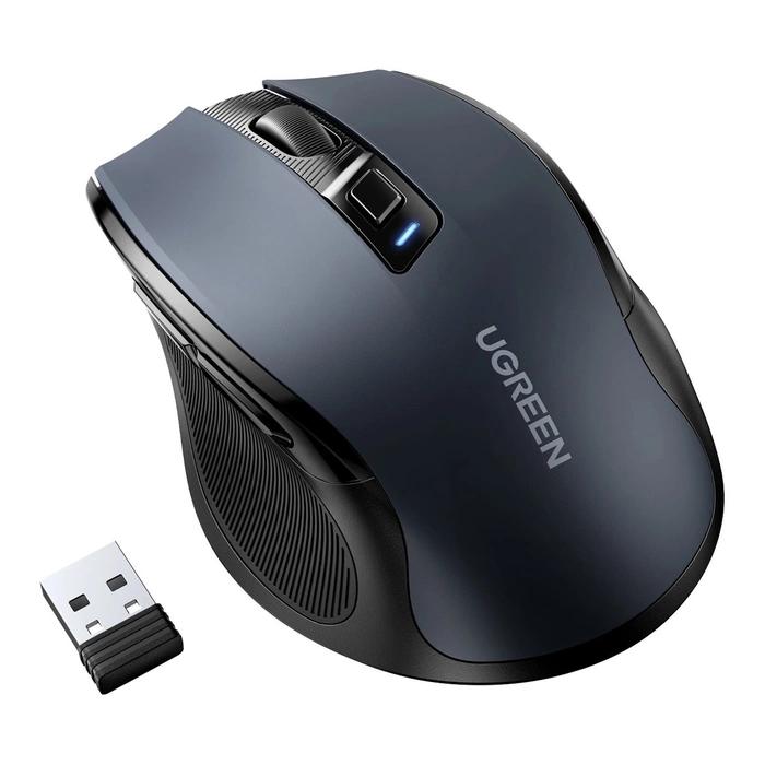 UGREEN MU006 Ergonomic Bluetooth Wireless Mouse 2.4G Wireless & Bluetooth - Black image 3