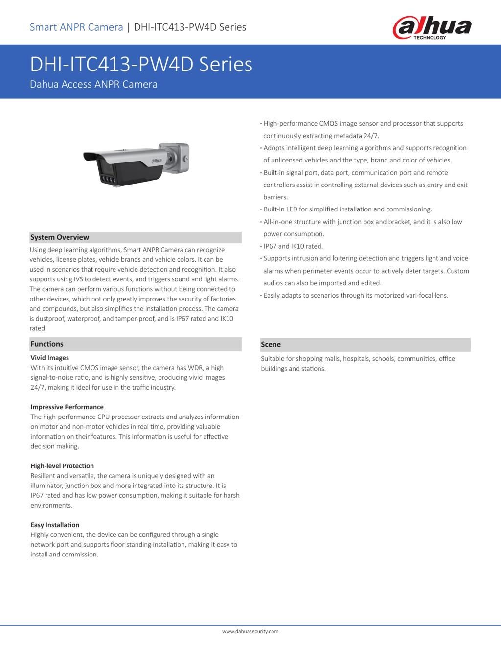 DAHUA DHI-ITC413-PW4D-Z1 access ANPR Camera