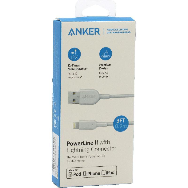 ANKER POWERLINE II WITH LIGHTNING CONNECTOR 3FT BLACK