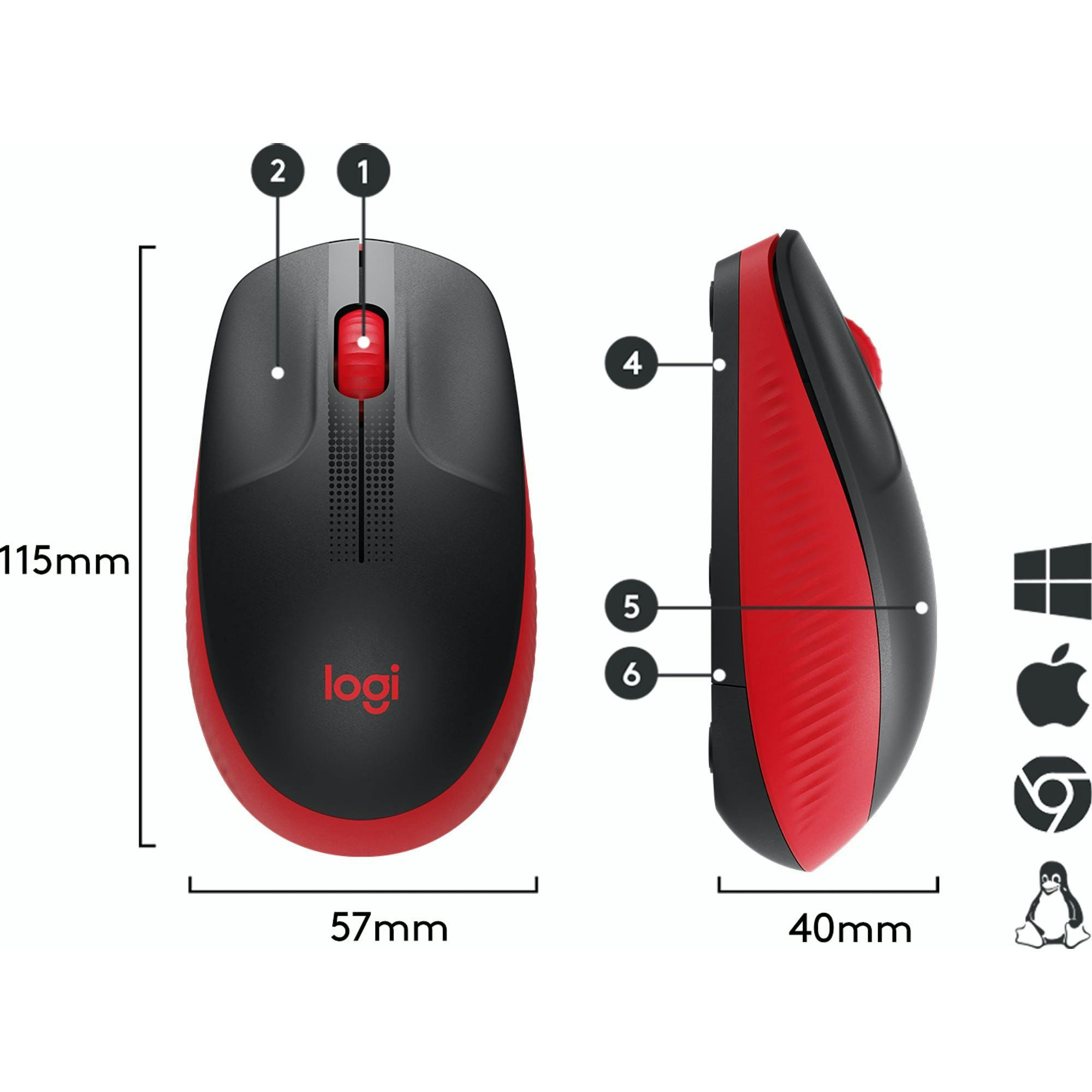 Logitech M190 Full Size Wireless Mouse - Red image 4