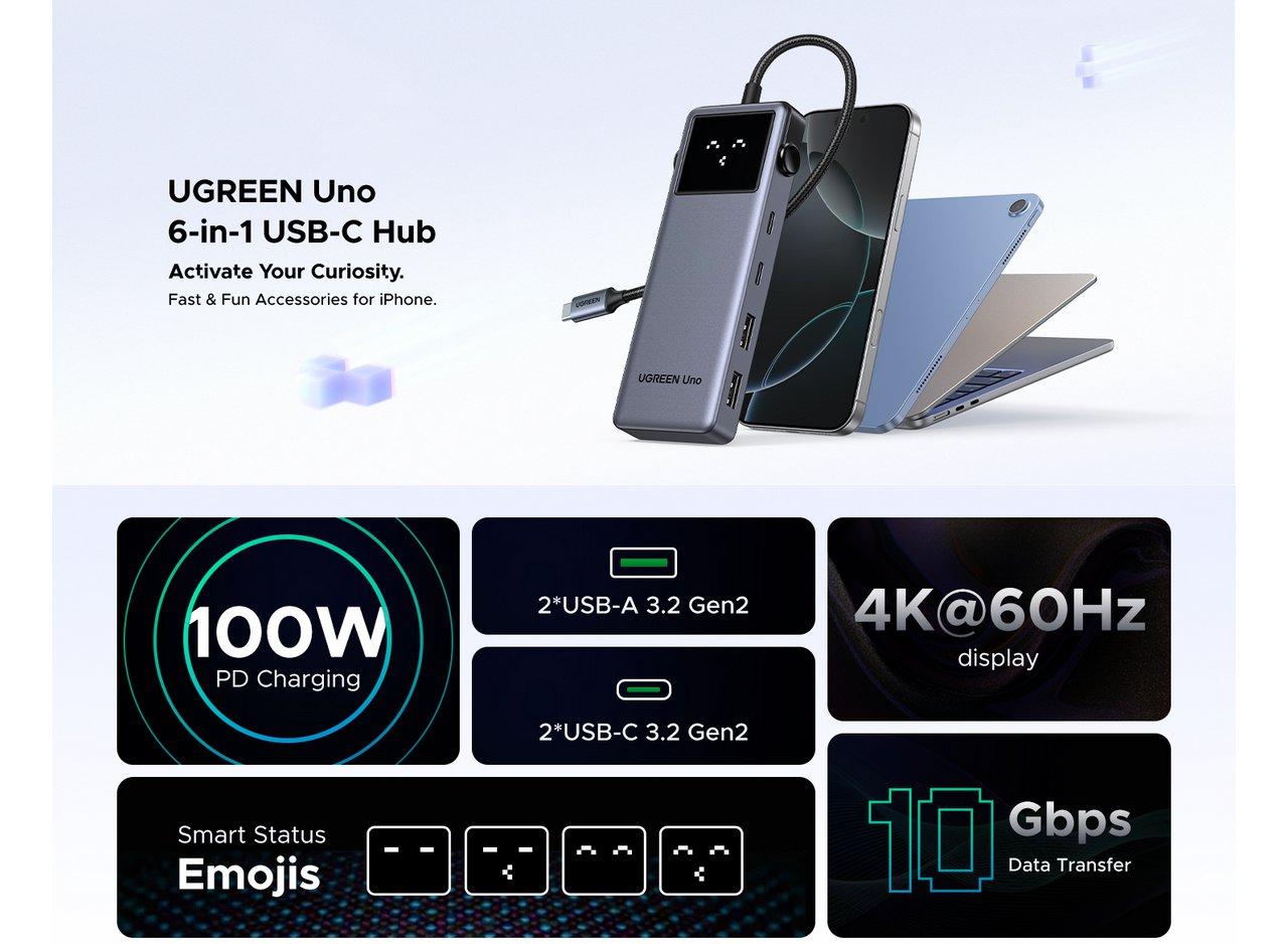 UGREEN CM888 6-in-1 UNO USB-C Dock with 10Gbps USB and HDMI