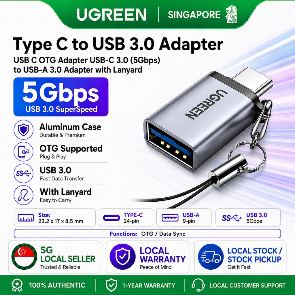 UGREEN US270 USB-C 3.1 Male to USB 3.0 Female Aluminum OTG Adapter