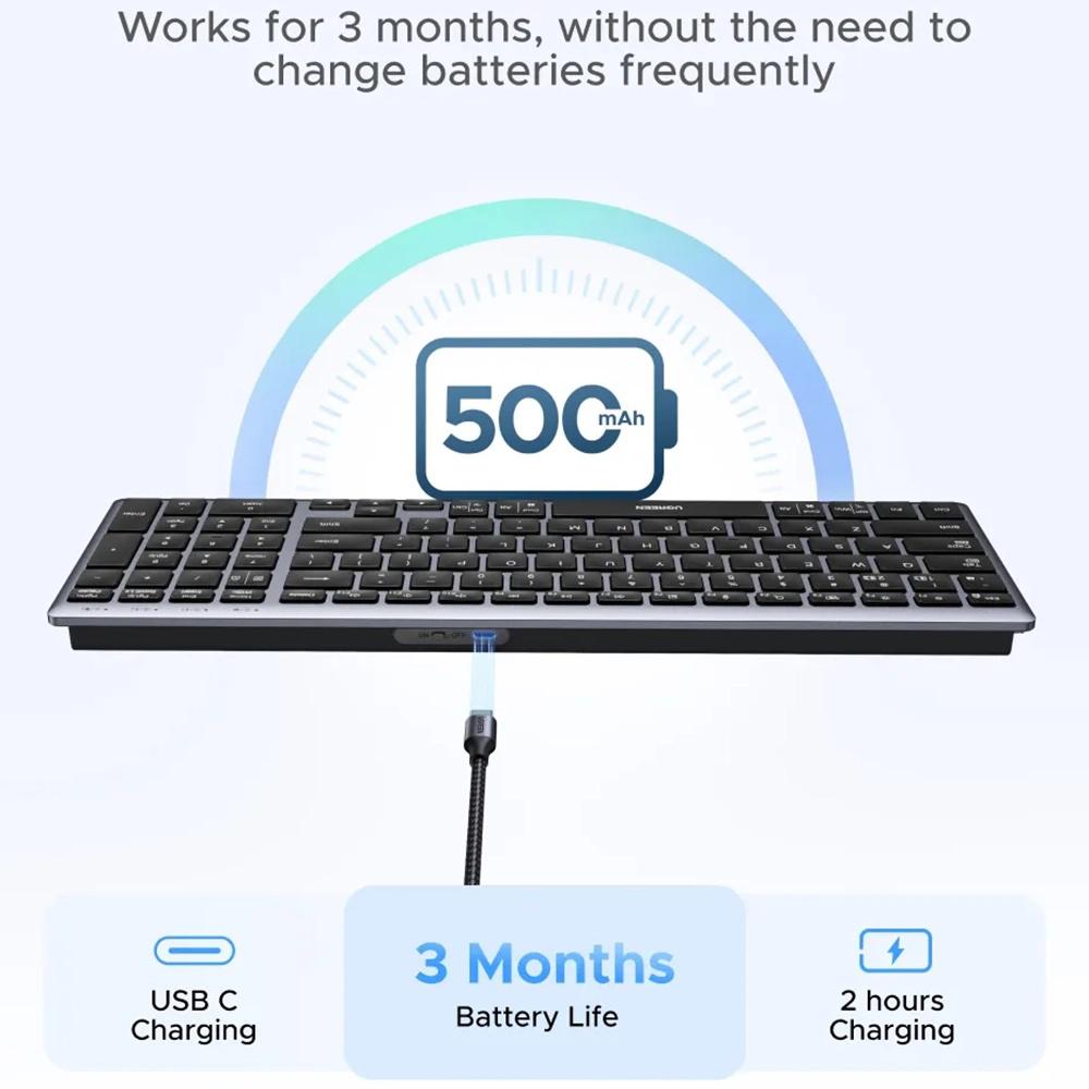 UGREEN K552 Bluetooth Wireless Rechargable Multi Mode Keyboard