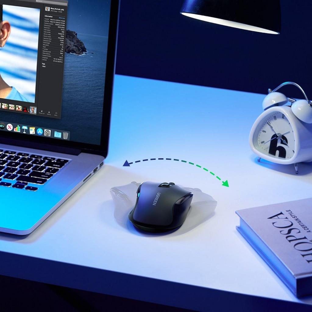 UGREEN MU006 Ergonomic Bluetooth Wireless Mouse 2.4G Wireless & Bluetooth - Black image 2