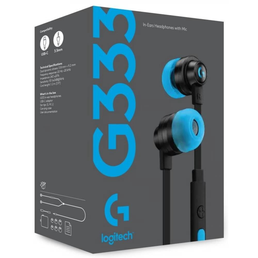 LOGITECH G333 GAMING EARPHONES BLACK