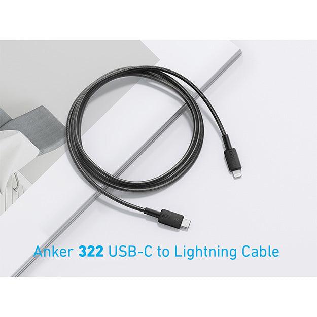 ANKER 322 USB-C TO LIGHTNING CABLE (6FT BRAIDED) BLACK