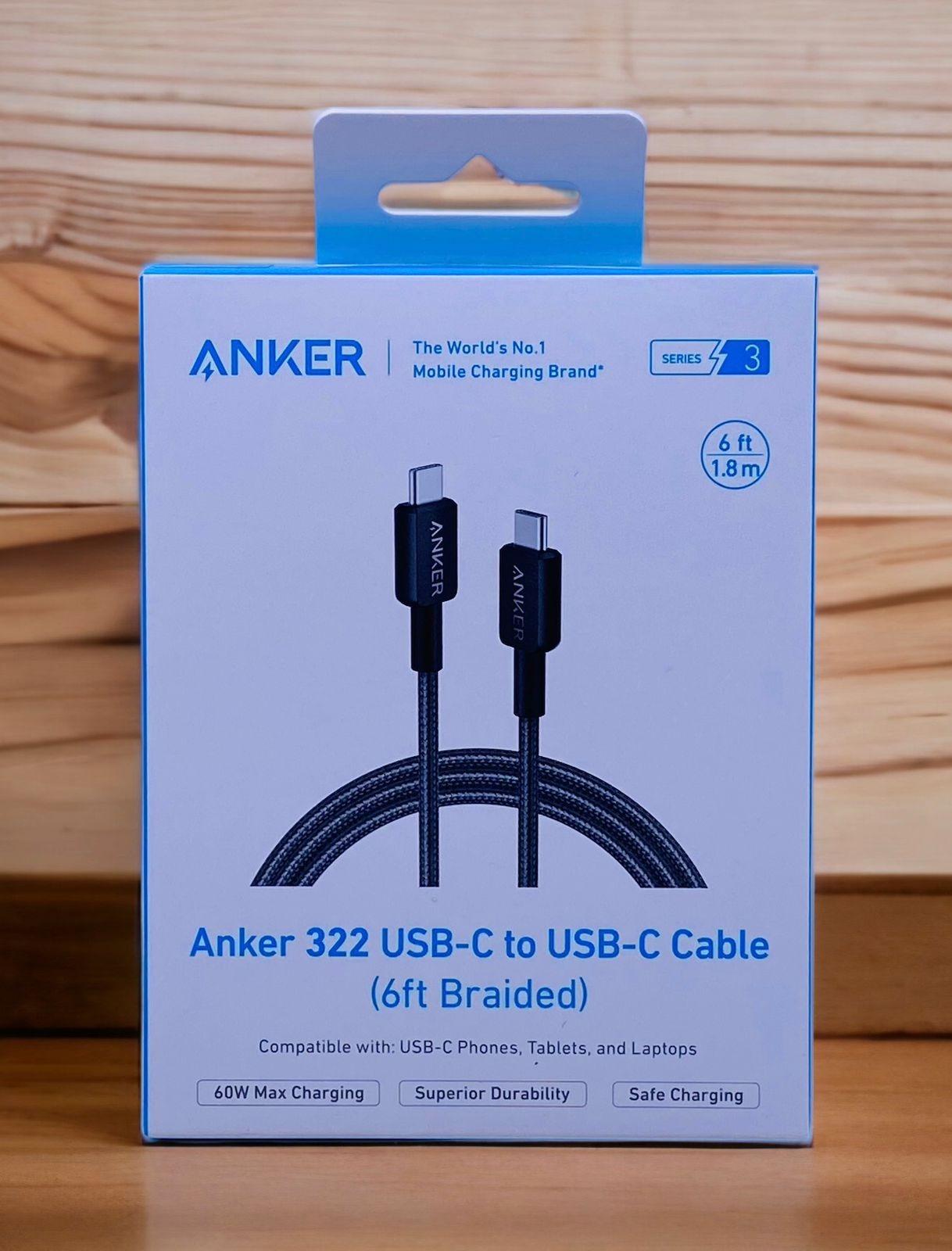 ANKER 322 USB-C TO USB-C CABLE (6FT BRAIDED) BLACK image 2