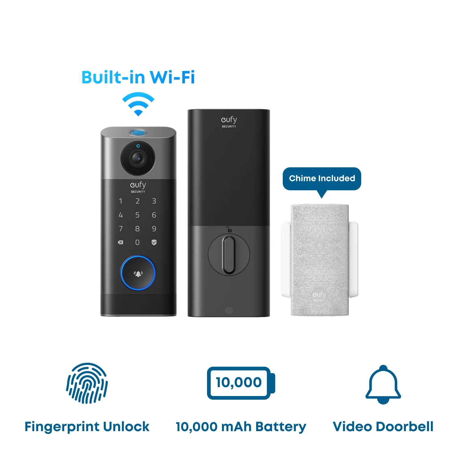 EUFY SECURITY E330 VIDEO LOCK LIGHT GRAY image 2