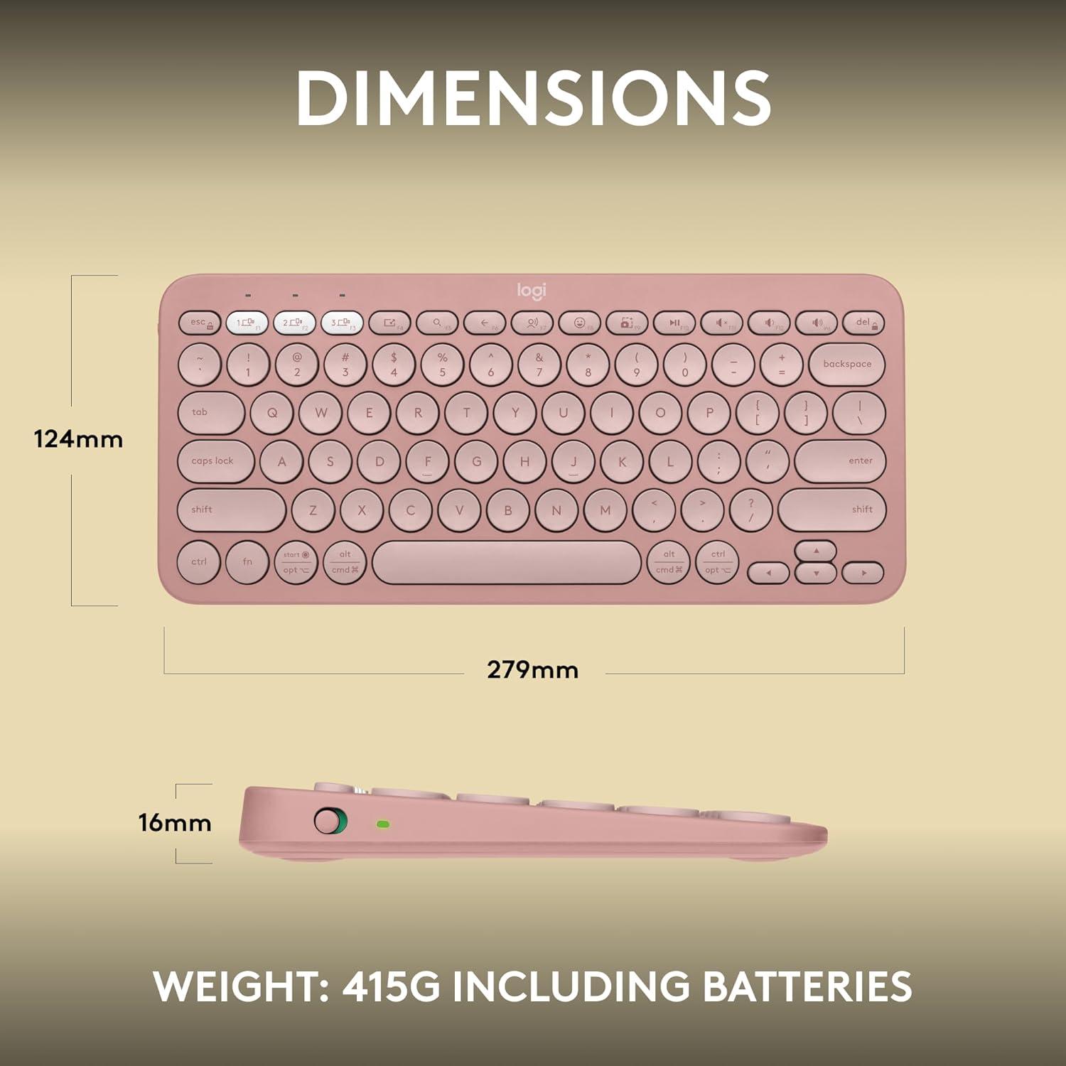 Logitech K380S Multi-Device Bluetooth Keyboard - Tonal ROSE