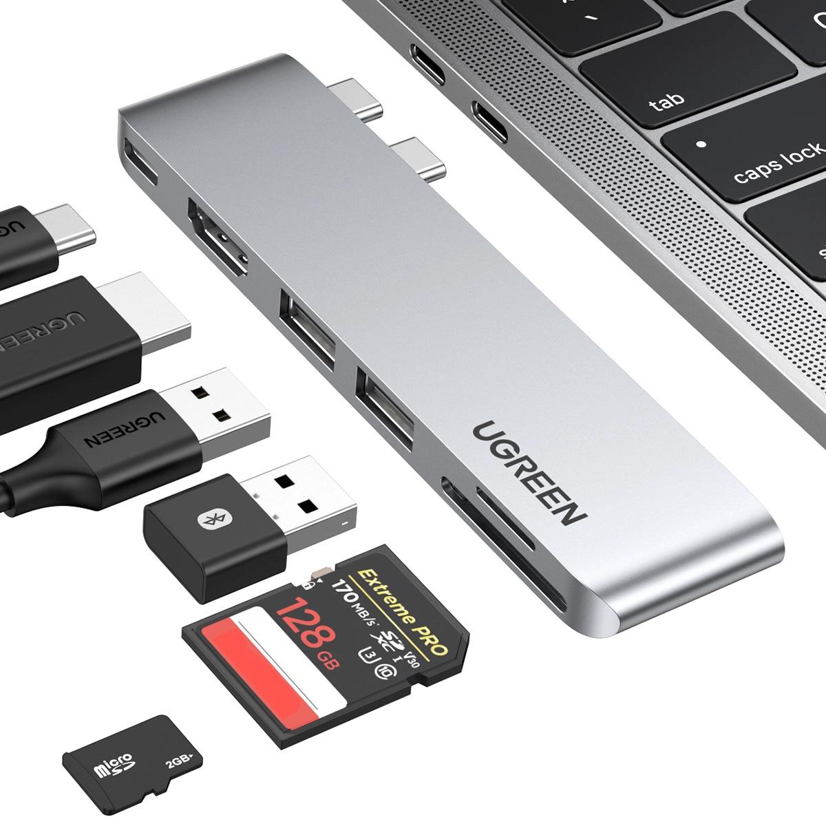 UGREEN CM380 6-in-2 Dual USB-C MacBook Dock with HDMI, USB, SD and TF image 2