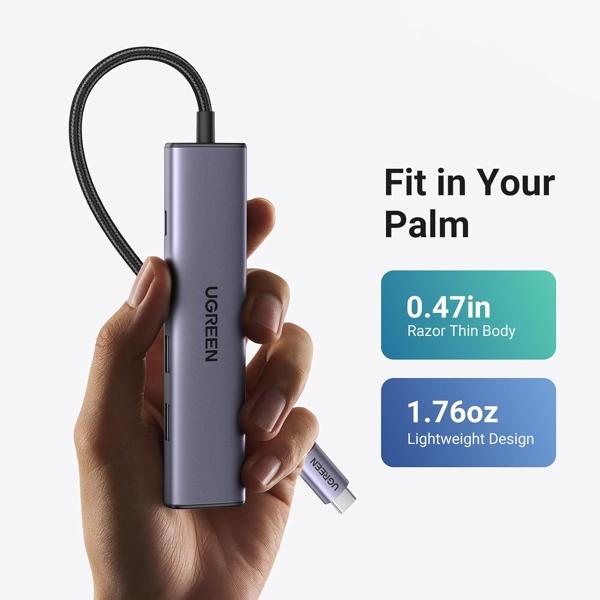UGREEN CM478 5-in-1 USB-C Hub with HDMI 4K 30Hz and 100W PD - Gray image 2