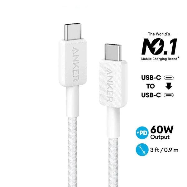 ANKER 322 USB-C TO USB-C CABLE (3FT, 60W, BRAIDED) WHITE image 2