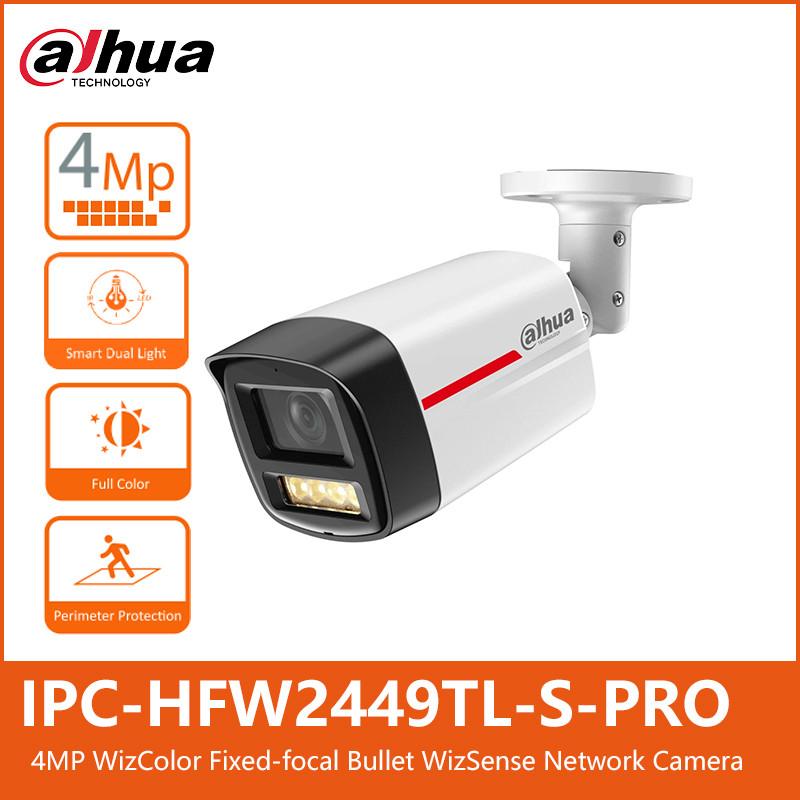 DAHUA DH-HFW2449TL-S-PRO BULLET 4MP (6 mm) Fixed-focal Bullet Wizcolor Network Camera, 12 VDC/PoE  power supply, Supports motion detection, video t...