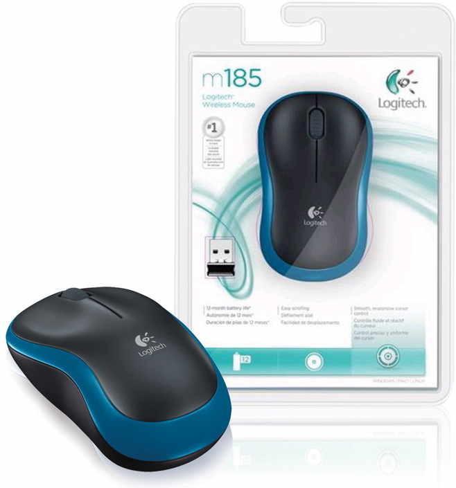 LOGITECH M185 BLUE WIRELESS MOUSE