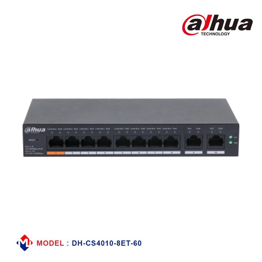 DAHUA CS4010-8ET-60 10-Port Cloud Managed Desktop Switch with 8-Port PoE RJ-45 10/100 Mbps,2 × RJ-45 10/100/1000 Mbps (uplink), 60W. image 3