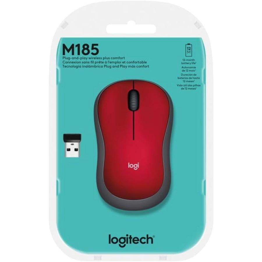 LOGITECH M185 RED WIRELESS MOUSE