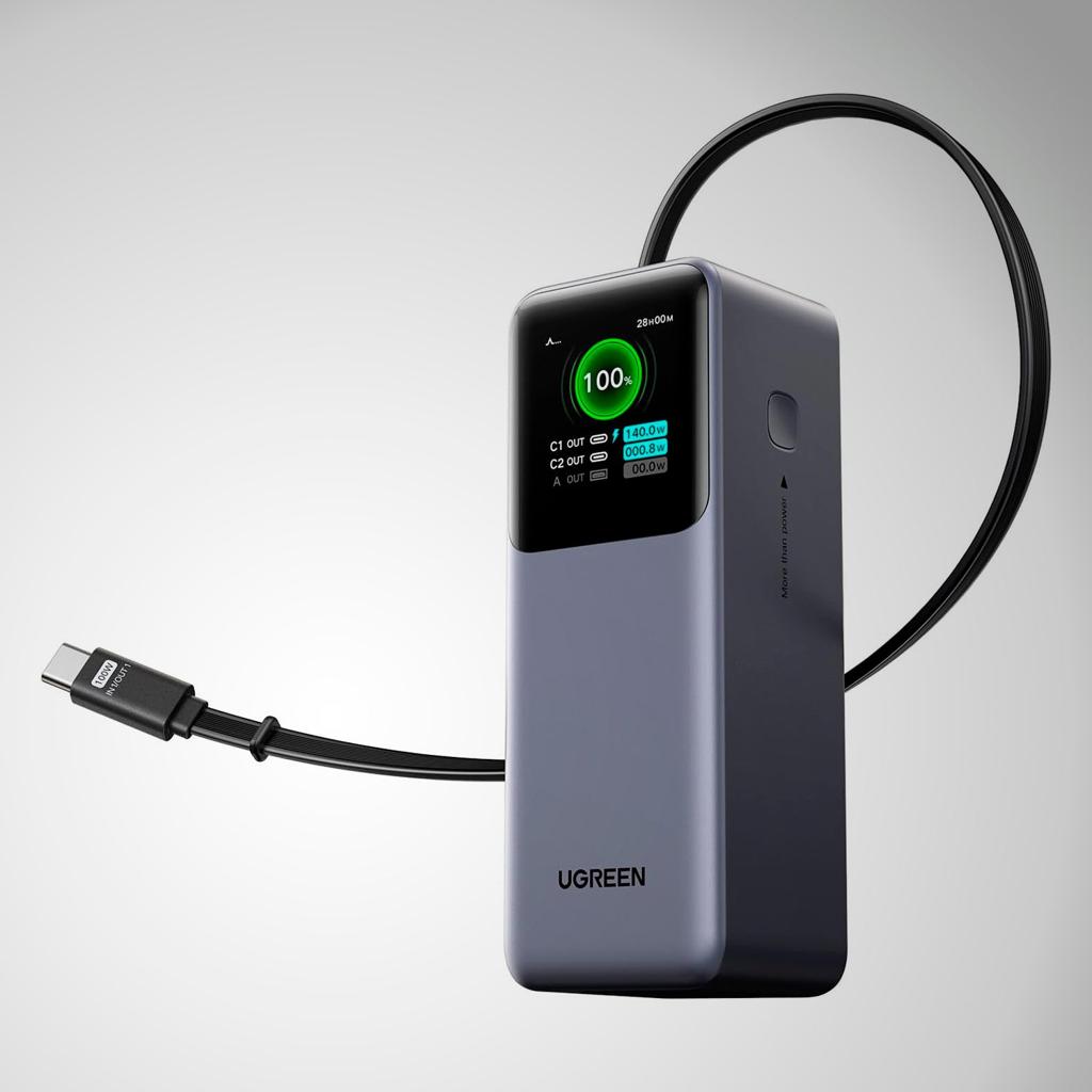 UGREEN PB726 20000mAh 165W Laptop Portable Power Bank-Black(with a Retractable Cable) image 2