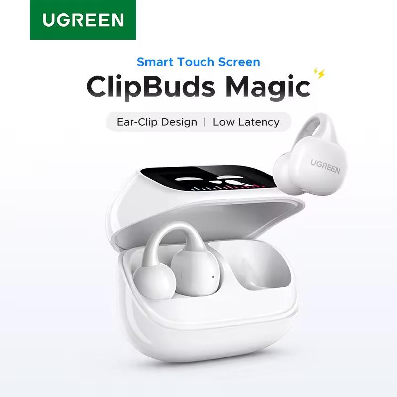 UGREEN WS208 ClipBuds Magic True Wireless Earbuds with Smart touchscreen and Longer battery life -white image 3