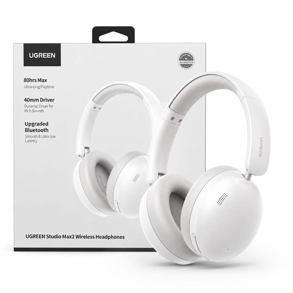 UGREEN HP205 Studio Max2 Bluetooth Headphone 80 hrs Battery Life-Light Gray