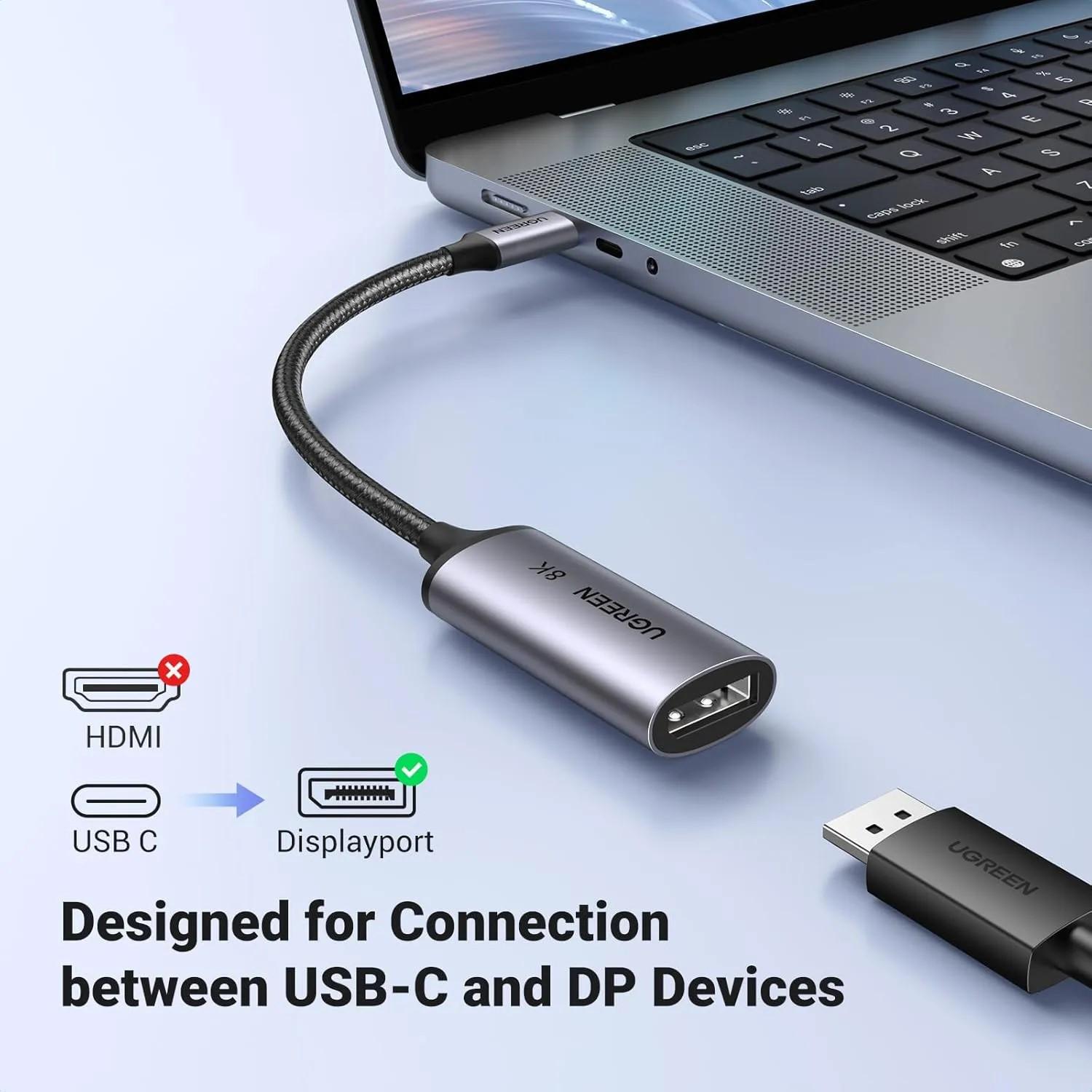 UGREEN CM654 USB-C to DisplayPort 1.4 8K Adapter Cable 10cm