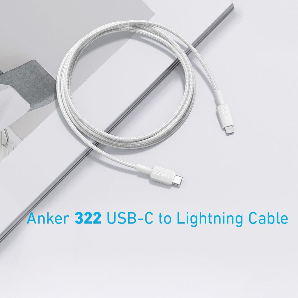 ANKER 322 USB-C TO LIGHTNING CABLE (3FT BRAIDED) WHITE image 2